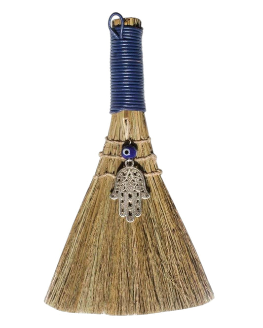 Wicca Broom – Hamsa Hand with Evil Eye