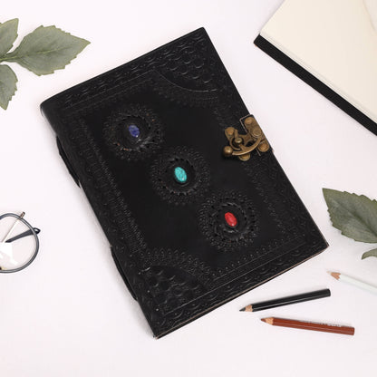 3 Precious Stone Chakra Leather Meditation Journal