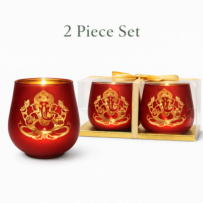 Candle Holder - Ganesha (4 in.) 2pcs: Red
