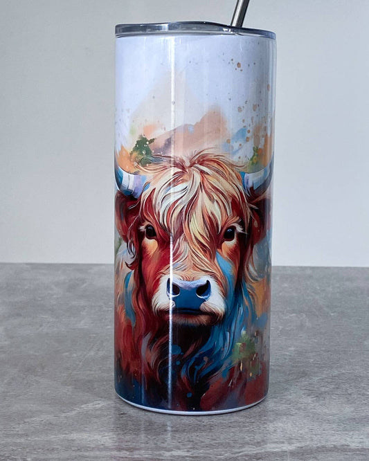 Highland Cow 16oz Skinny Stainless Steel Tumbler