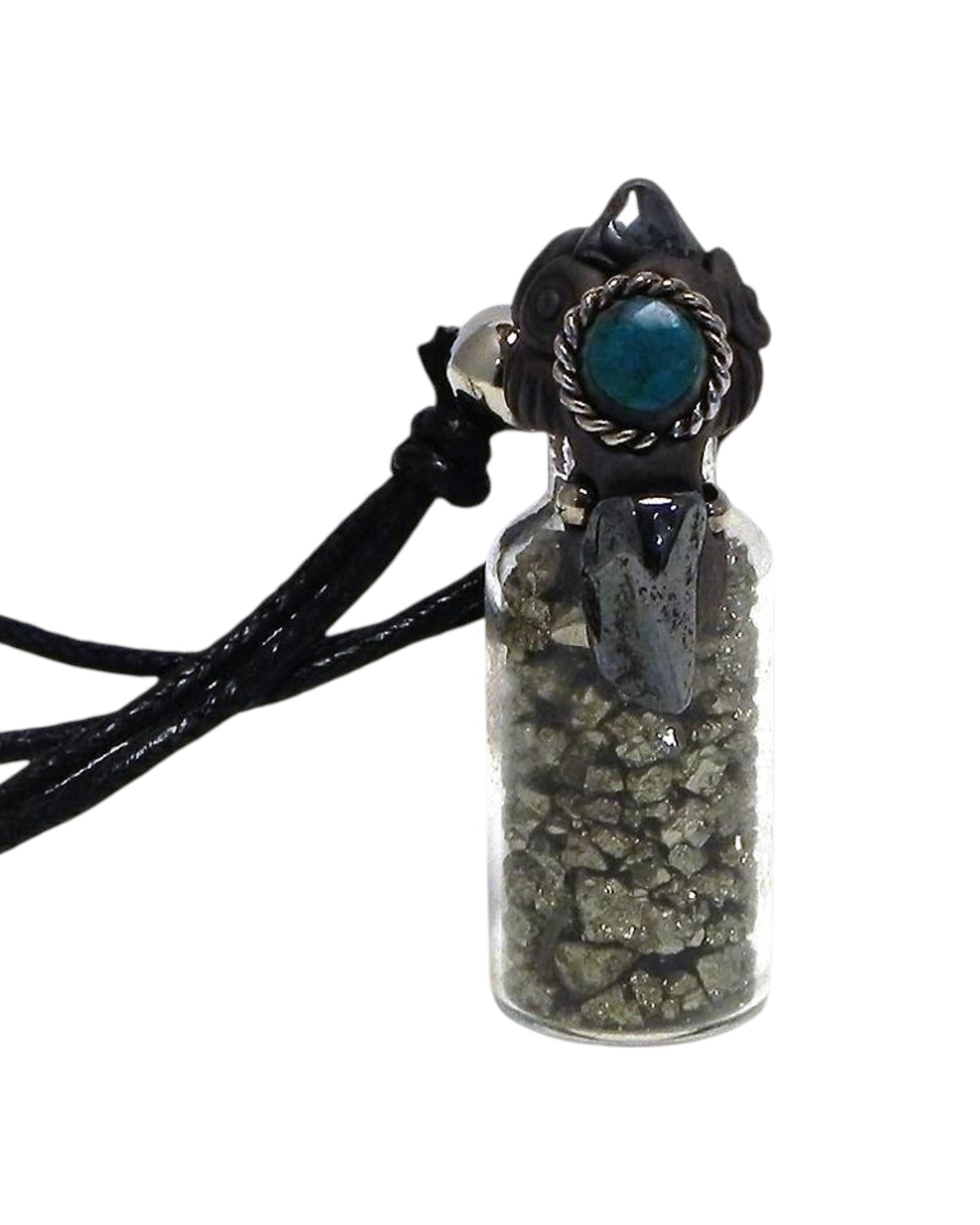 Tumbled Chip Stone Glass Bottle Pendant Adjustable Necklace