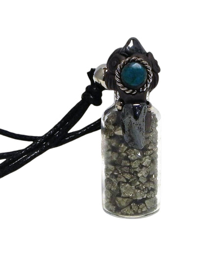 Tumbled Chip Stone Glass Bottle Pendant Adjustable Necklace