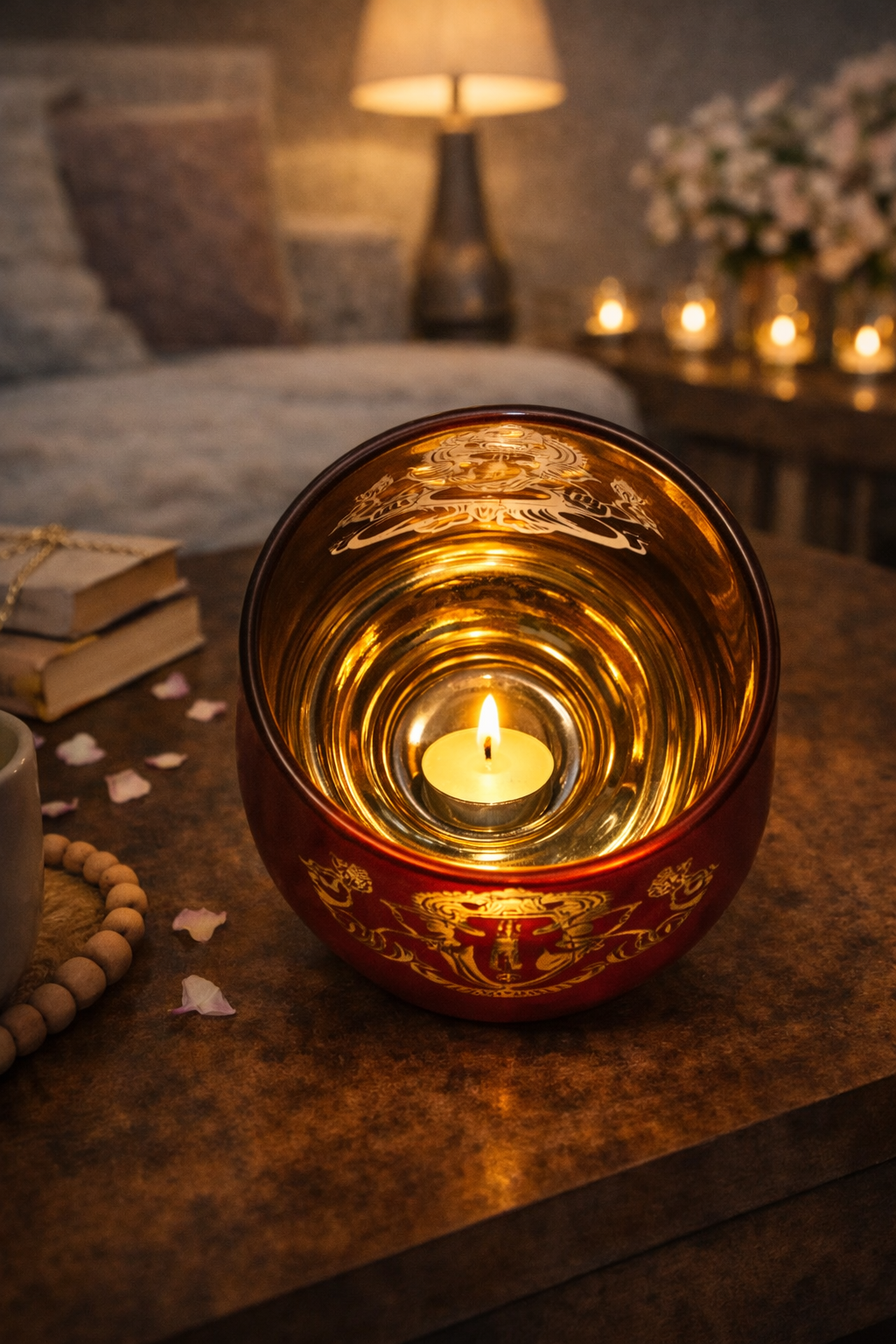 Candle Holder - Ganesha (4 in.) 2pcs: Red