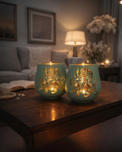 Candle Holder - Durga (4 in.) 2pcs: Turquoise