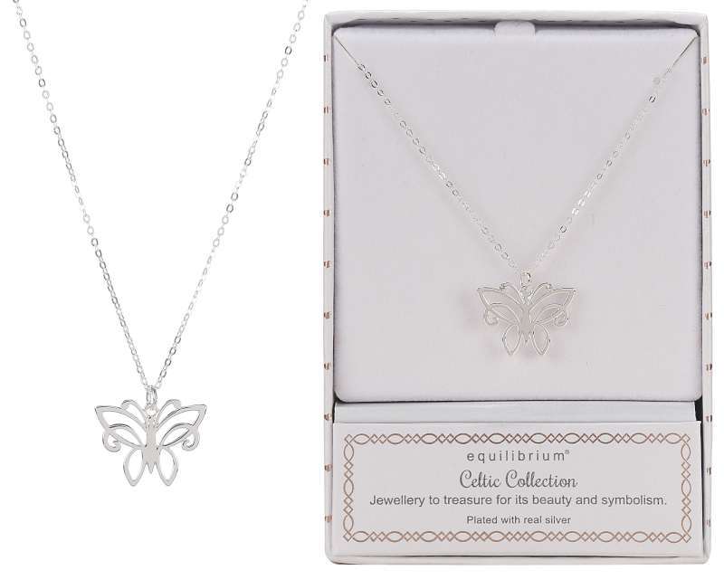 Equilibrium Celtic Butterfly Silver-Plated Necklace