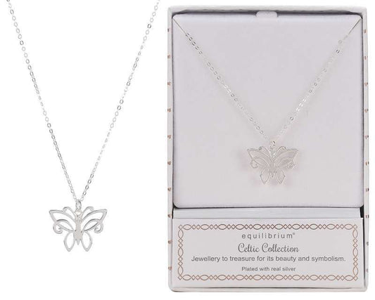 Equilibrium Celtic Butterfly Silver-Plated Necklace