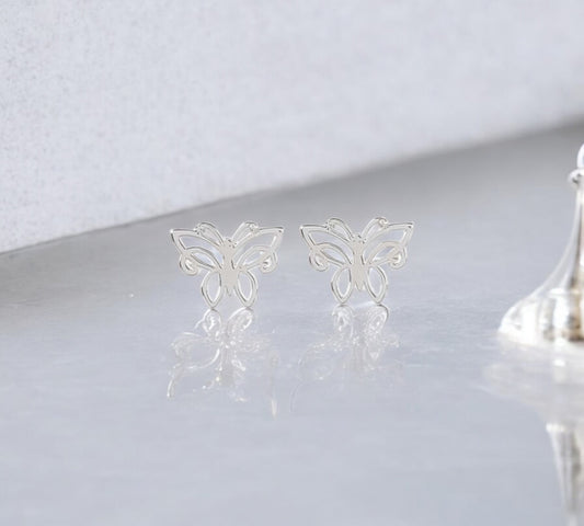 Equilibrium Celtic Butterfly Silver-Plated Stud Earring