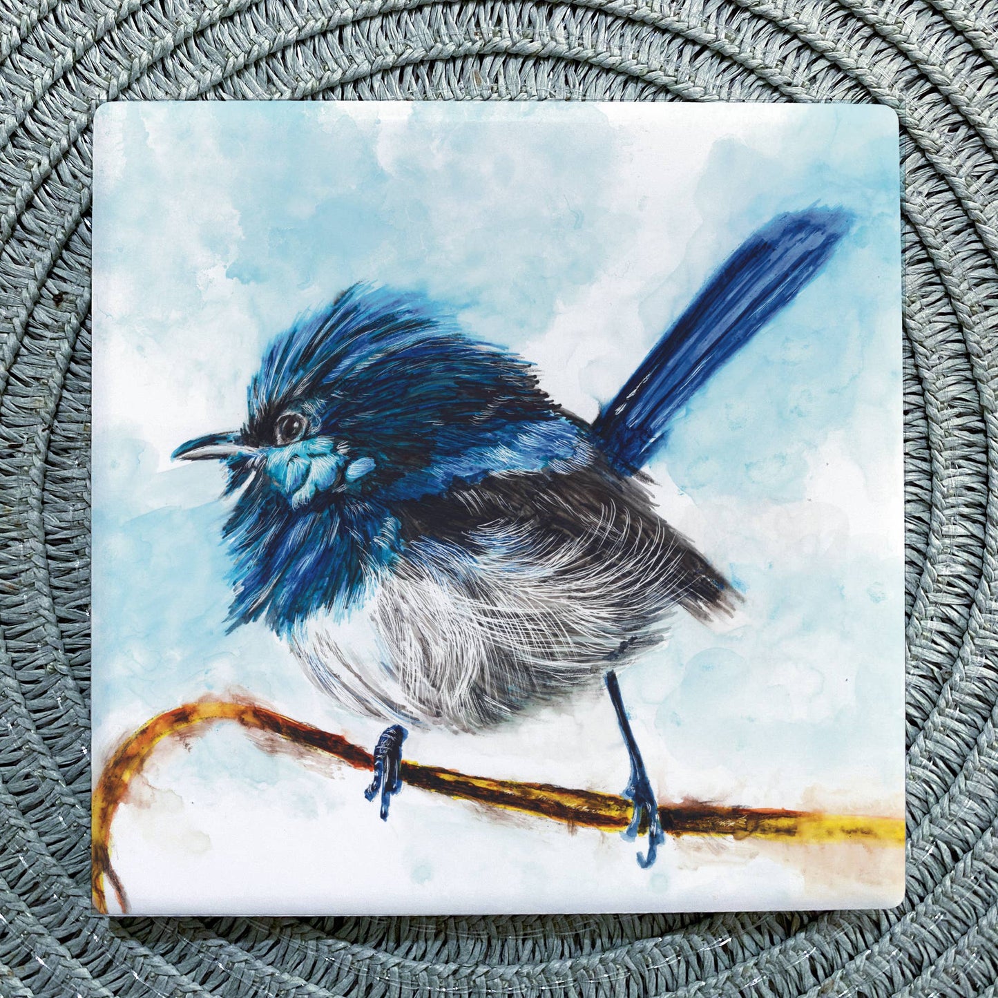 Fairy Wren Ceramic Coaster