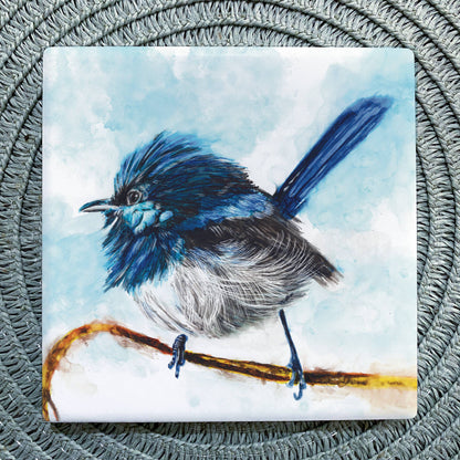 Fairy Wren Ceramic Coaster