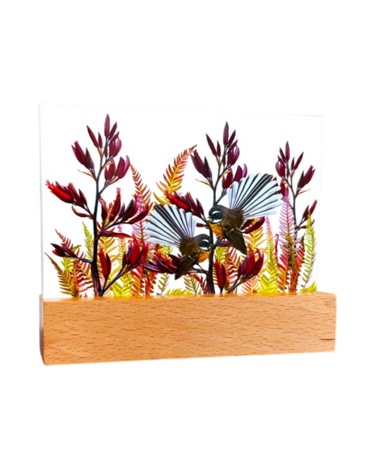 Glass in Block Fantail Duo