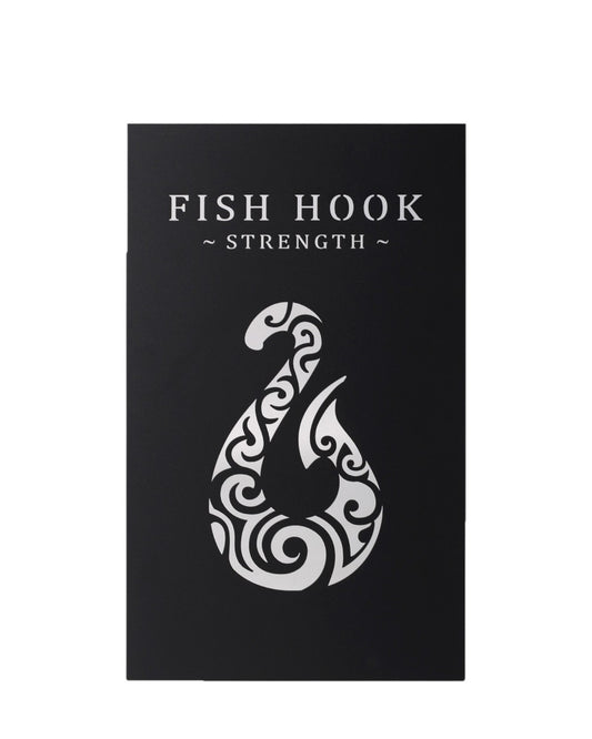 Fish Hook Metal Wall Art Black