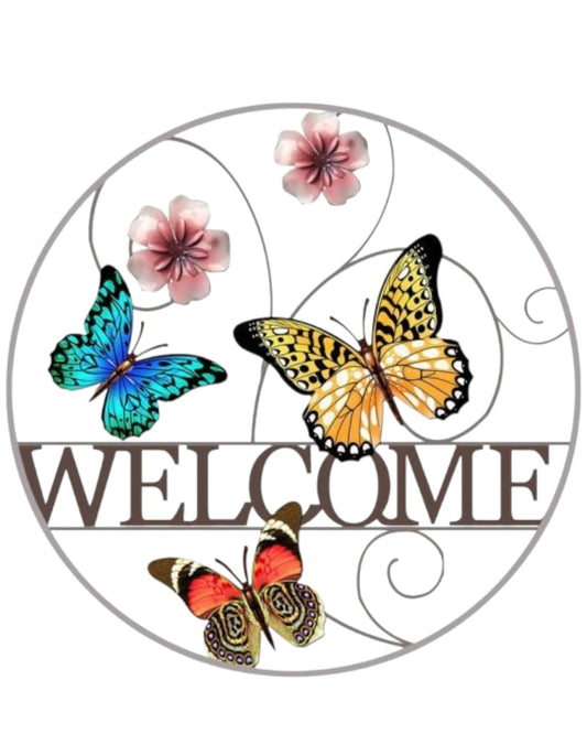 Metal B/Fly Circle Welcome