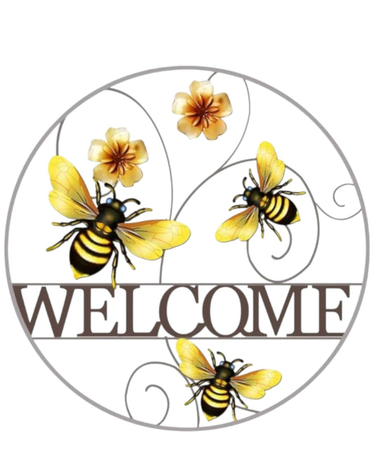 Metal Bee Circle Welcome