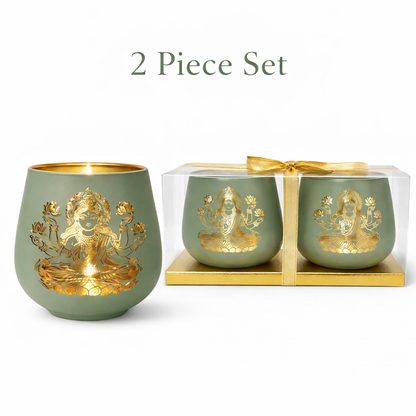 Candle Holder - Laxmi (4 in., 2 pcs): Turquoise