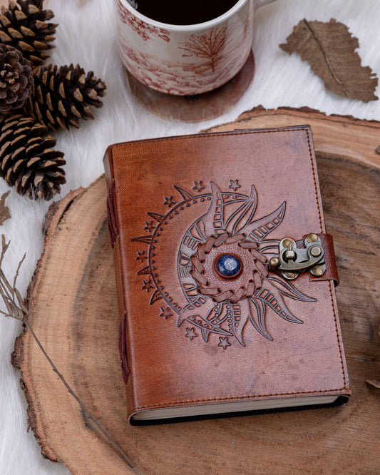 Leather Journal Embossed with Stone 200 Travel Journal