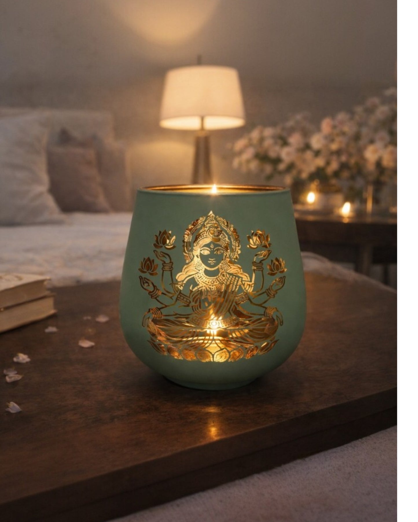 Candle Holder - Laxmi (4 in., 2 pcs): Turquoise