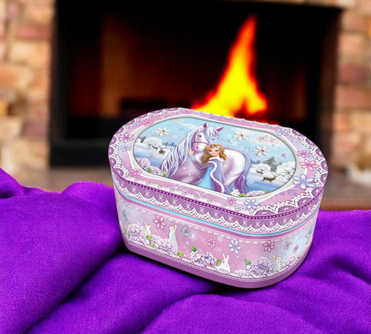 Oval Unicorn/Princess Music Box