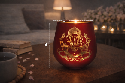 Candle Holder - Ganesha (4 in.) 2pcs: Red