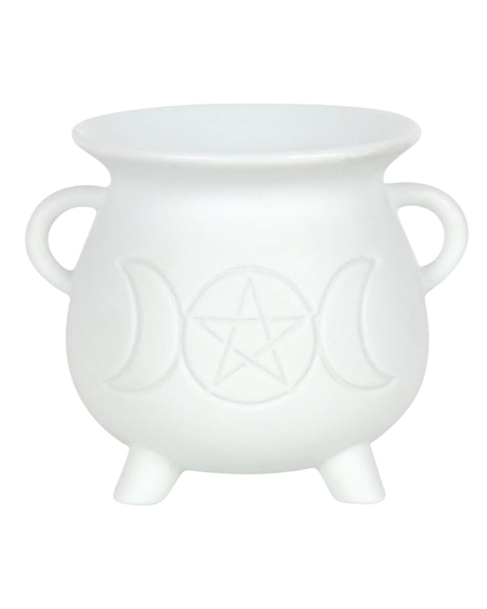 White Triple Moon Cauldron Oil Burner