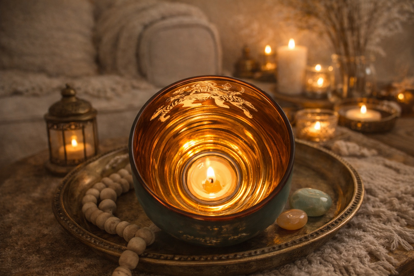 Candle Holder - Durga (4 in.) 2pcs: Turquoise