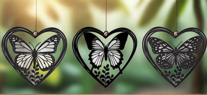 17cm Metal Hanging Heart Butterfly