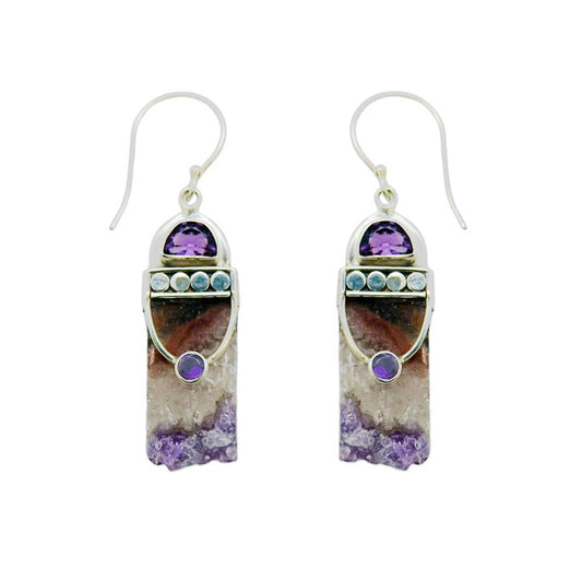 Faceted amethyst with crystal Earrings