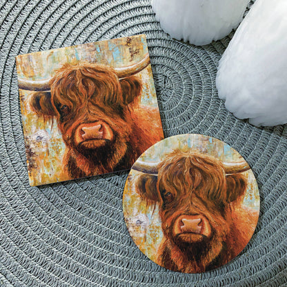 Highland Cow Ceramic Coaster