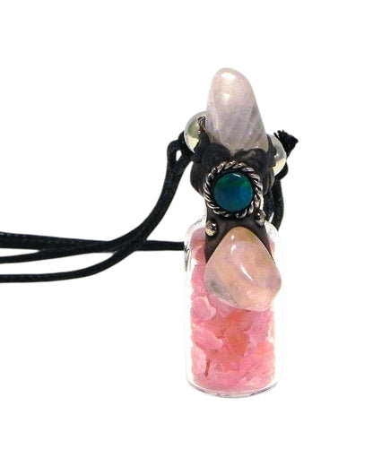 Tumbled Chip Stone Glass Bottle Pendant Adjustable Necklace