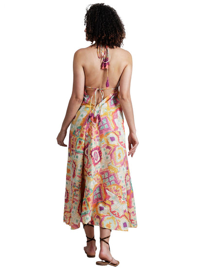 Long Knot Abstract Screen Print Beach Dress