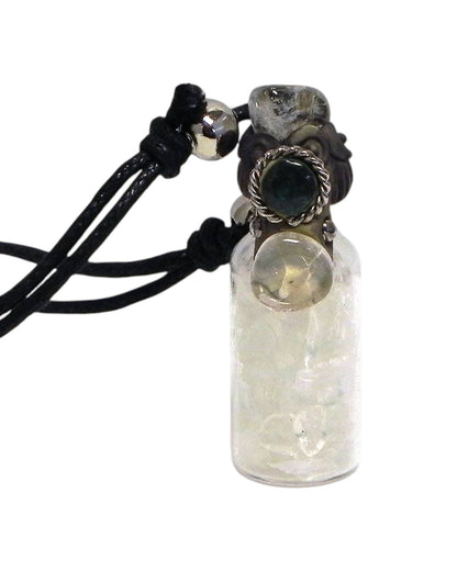 Tumbled Chip Stone Glass Bottle Pendant Adjustable Necklace