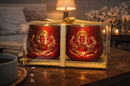 Candle Holder - Ganesha (4 in.) 2pcs: Red