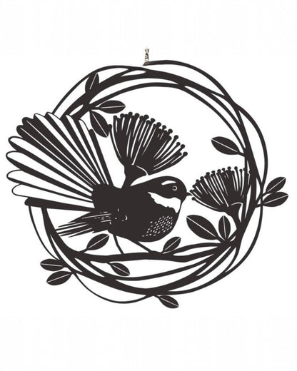 NZ Native Bird WallArt Fantail 47cm