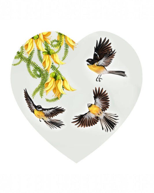 Fantails in flight Ceramic Heart- Sophie Blokker