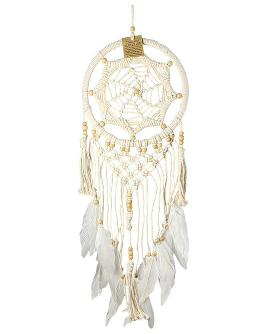 Dreamcatcher White Star Web Macramé Dreamcatcher 22cm