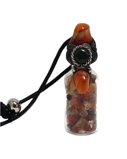 Tumbled Chip Stone Glass Bottle Pendant Adjustable Necklace