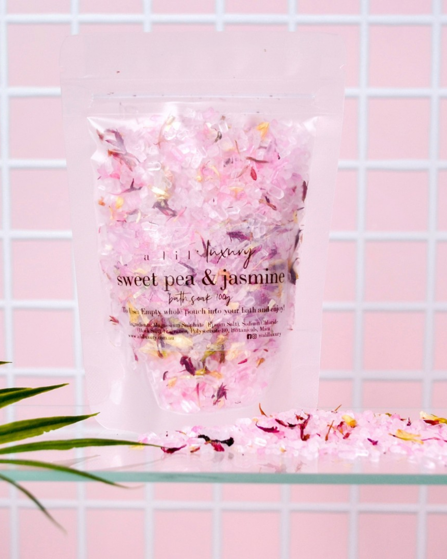 Bath Salt Soak: Sweet Pea & Jasmine (Pink)