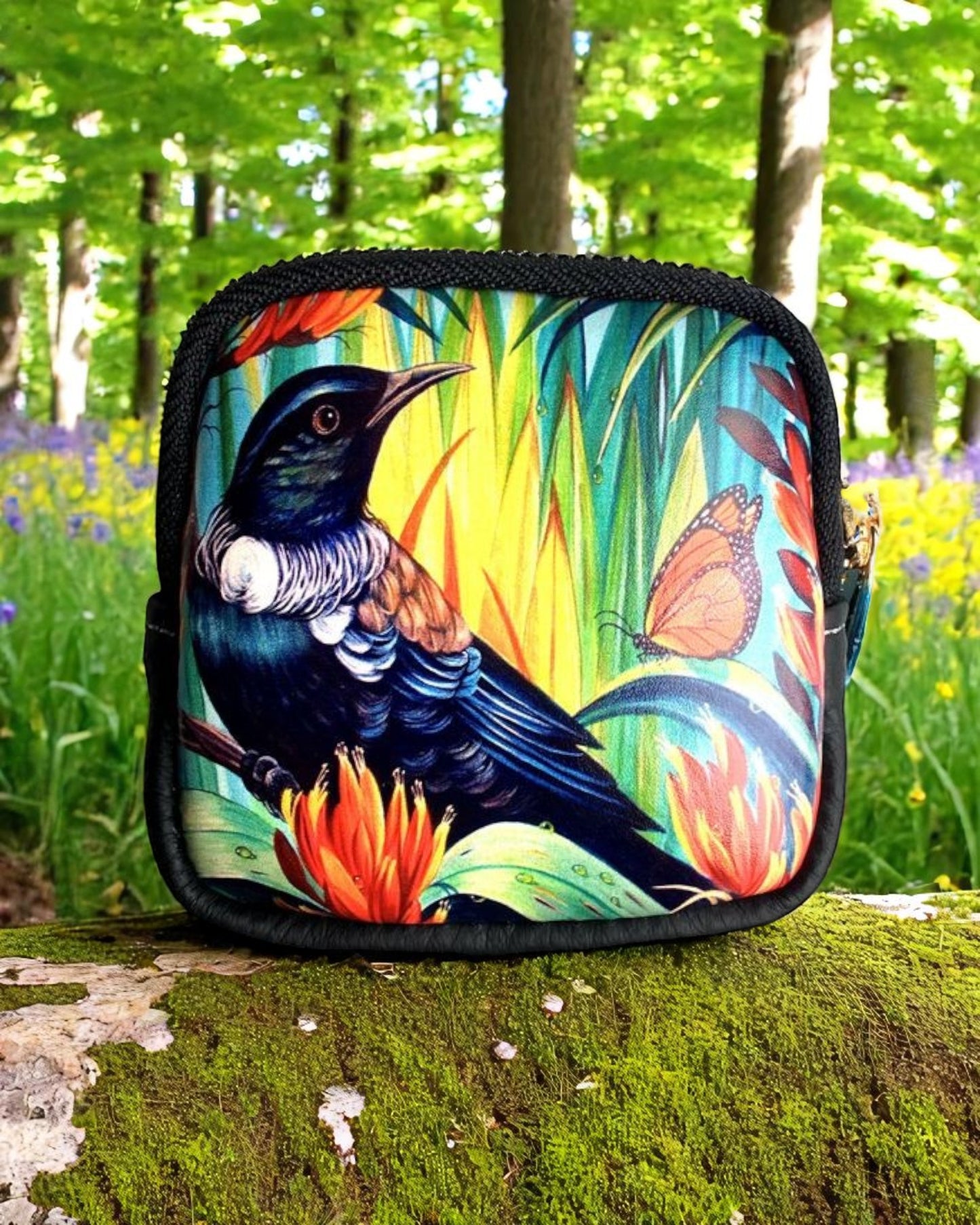 Tui Bird on Flax Coin Purse