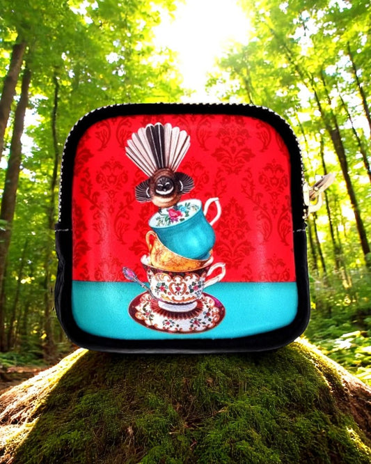 Fantail Bird on Cups Coin Purse