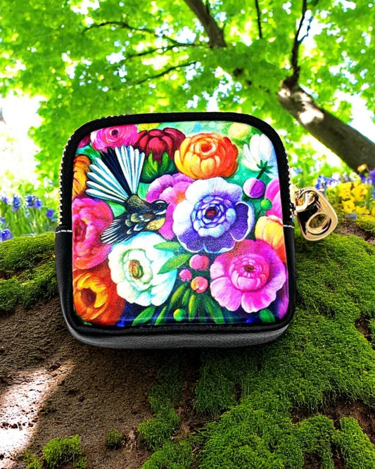 Fantail Birds and flowers Coin Purse