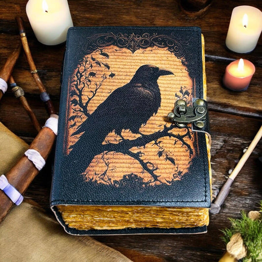 Leather Journal Gothic Notebook the Raven Grimoire Shadow