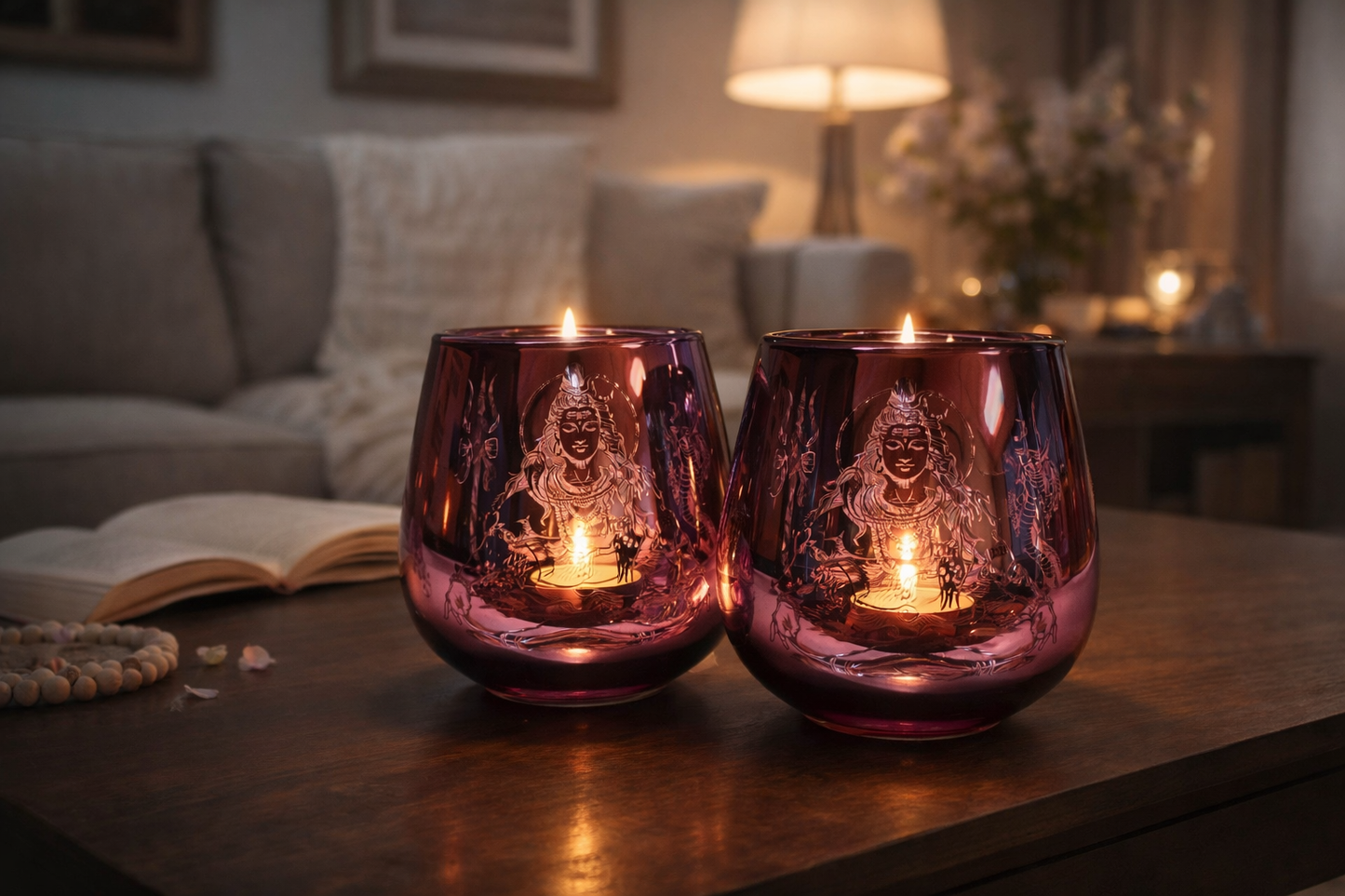 Candle Holder - Shiva (4 in.) 2 pcs: Pink