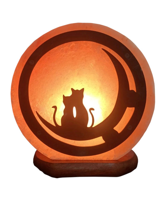Cats & Moon Salt Lamp- with 12V cable and bulb