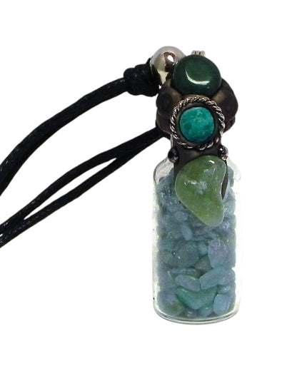 Tumbled Chip Stone Glass Bottle Pendant Adjustable Necklace