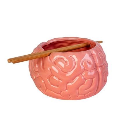 Brain Ceramic Noodle Bowl with Bamboo Chopsticks