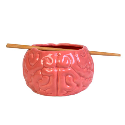 Brain Ceramic Noodle Bowl with Bamboo Chopsticks