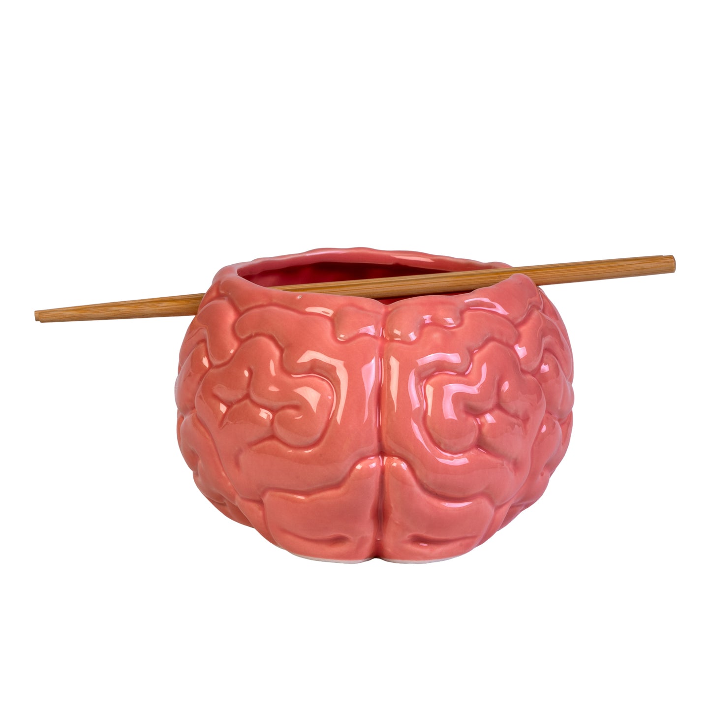 Brain Ceramic Noodle Bowl with Bamboo Chopsticks
