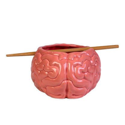 Brain Ceramic Noodle Bowl with Bamboo Chopsticks