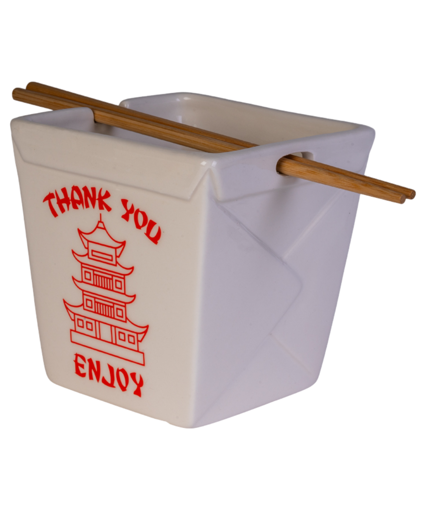 Takeaway Ceramic Noodle Bowl with Bamboo Chopsticks