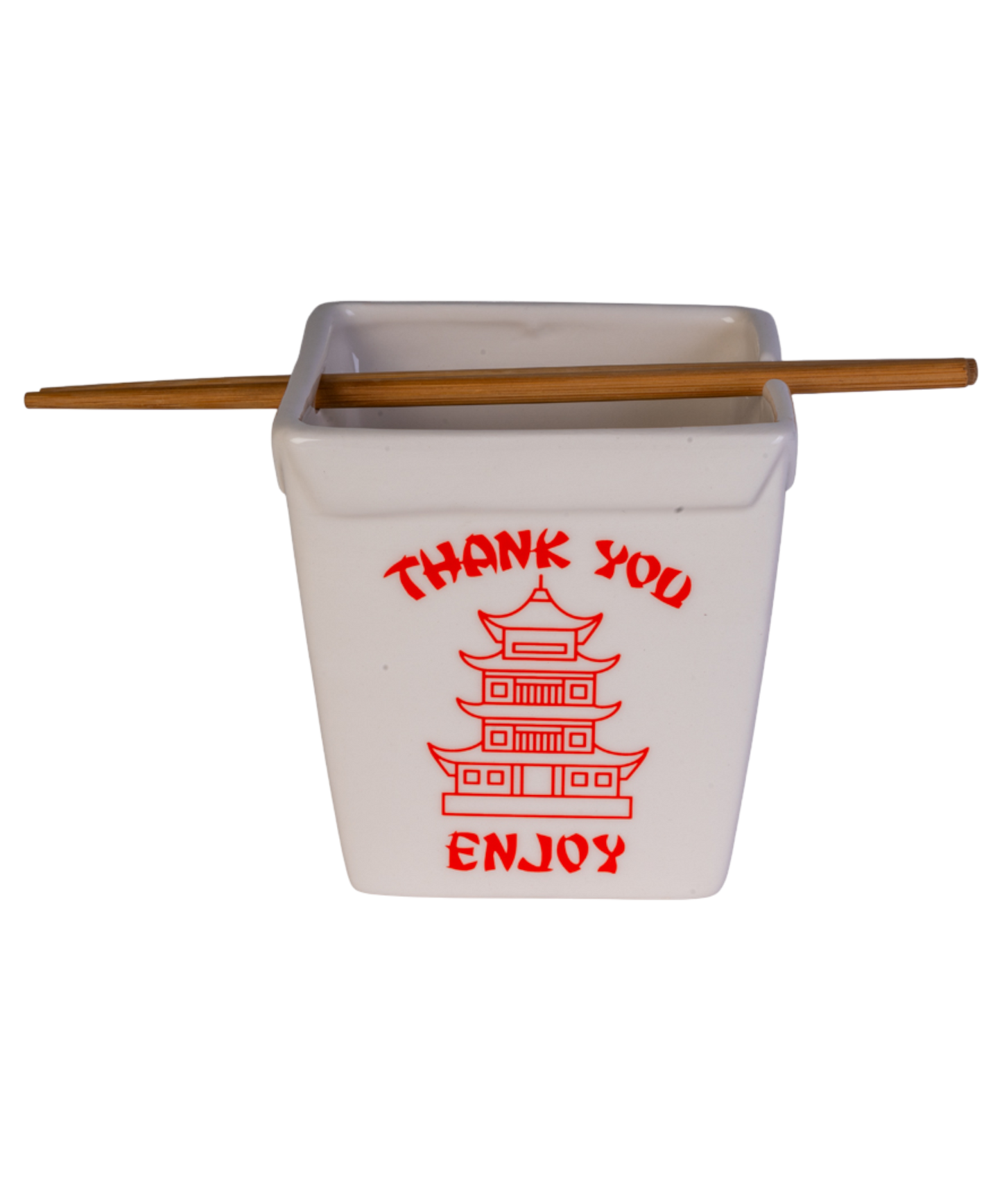 Takeaway Ceramic Noodle Bowl with Bamboo Chopsticks