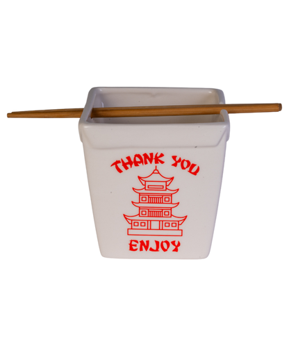 Takeaway Ceramic Noodle Bowl with Bamboo Chopsticks